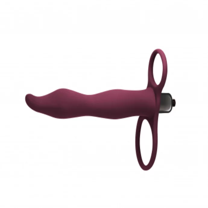 Strap-on for double penetration with vibration Flirtini burgundy