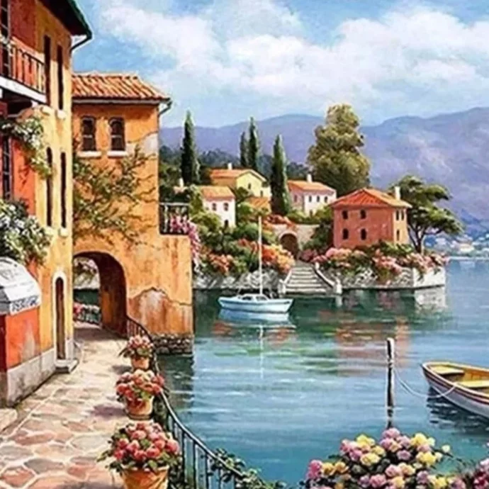 ნახატი ციფრებით &quot;იტალიური სოფელი&quot;