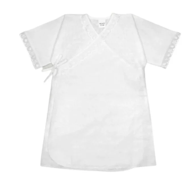 A baptismal calico christening shirt is ideal for both a boy and a girl, from birth.