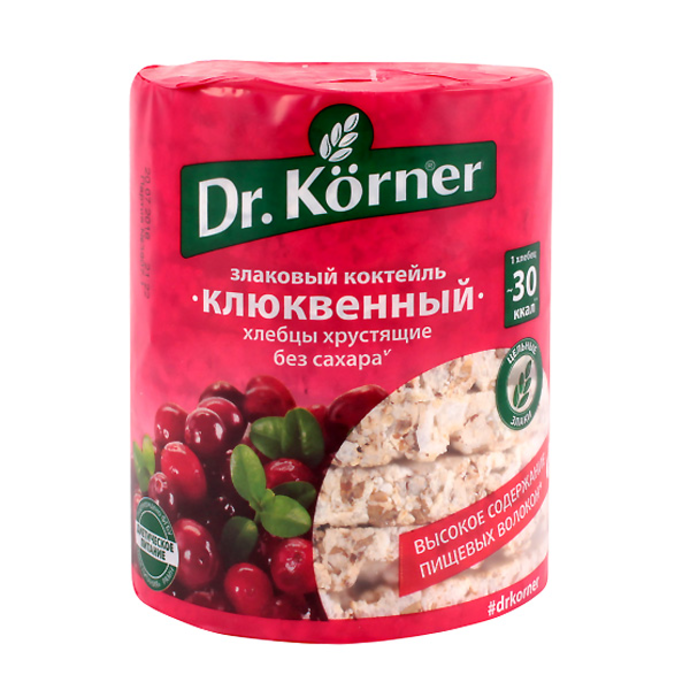 პური Dr. Korner Cranberry ბრინჯი-წიწიბურა 100გრ მთლიანი მარცვლეული უგლუტენო და უშაქრო