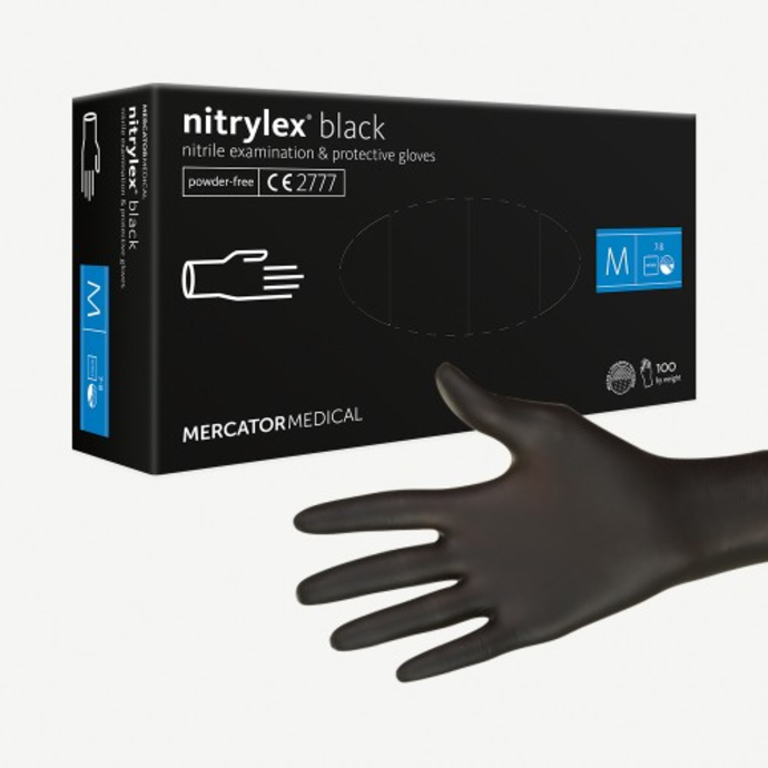 Nitrilex Black M 100ც., ხელთათმანი ნიტრილის, სამედიცინო