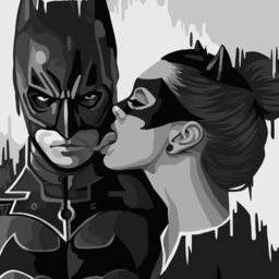 Painting by numbers "Batman and Catwoman"