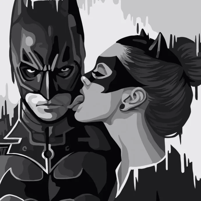 Painting by numbers "Batman and Catwoman"