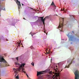 Diamond mosaic on a stretcher "Spring Sakura"