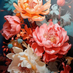 Diamond mosaic on a stretcher "Bouquet of peonies"