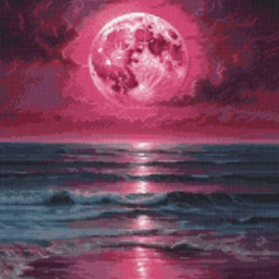 Diamond mosaic on the stretcher "Pink Moon"