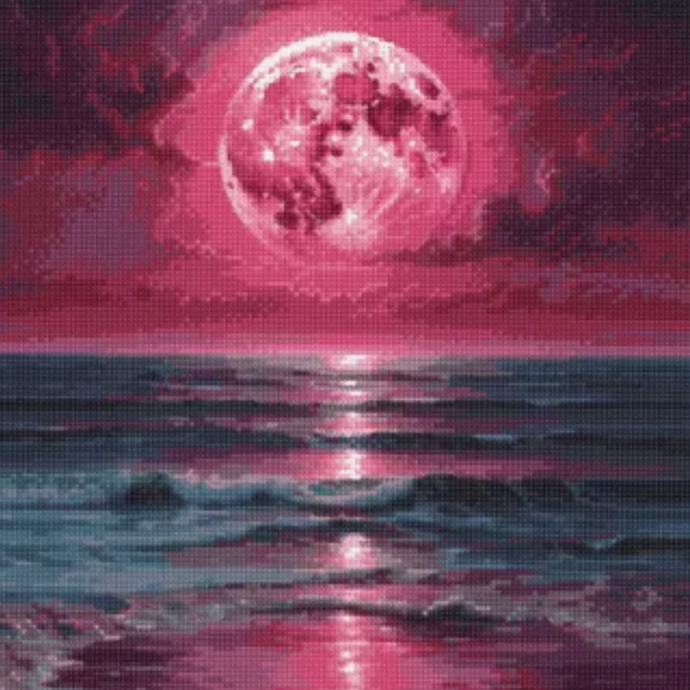 Diamond mosaic on the stretcher "Pink Moon"