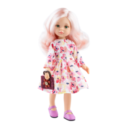 Doll Rose in a flower dress with a handbag
