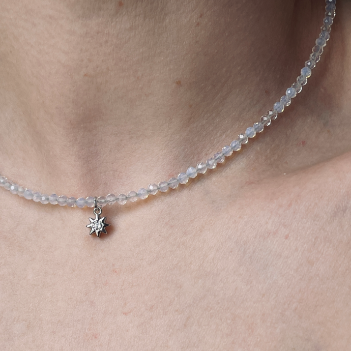 Opal choker with an asterisk