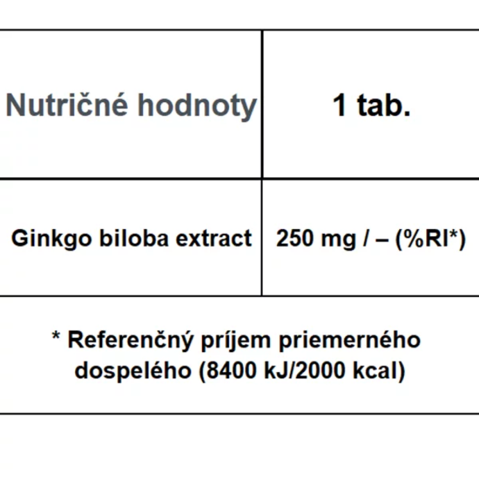 Ginkgo biloba 250 მგ 100 ტაბლეტი