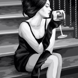 Picture on the numbers "Girl with a glass"