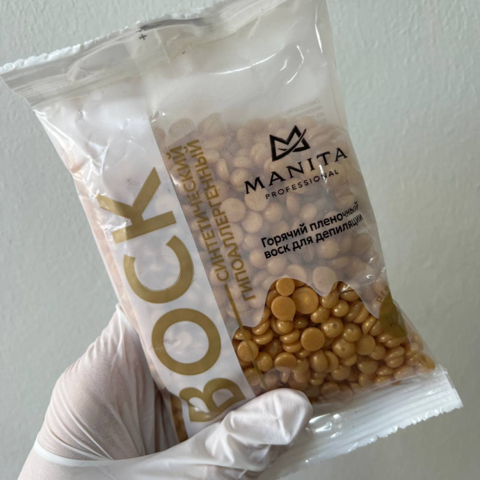 Manita professional Hot wax (synthetic) White chocolate granules 100 g (art. MP400802) - Gold granules 100 g