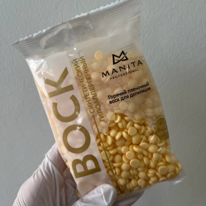 Manita professional Hot wax (synthetic) White chocolate granules 100 g (art. MP400802) - Mango granules 100 g