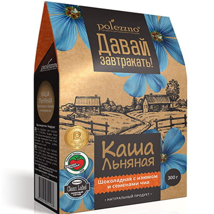 Flax porridge "Chocolate with raisins and chia seeds"