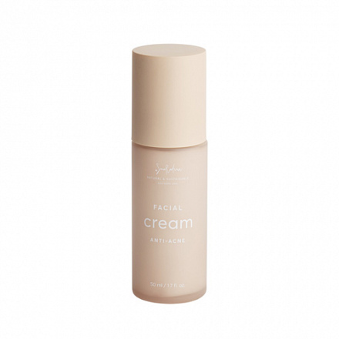 კრემი "Anti-Acne" პრობლემური და ცხიმიანი სახის კანისთვის მოცვის შემცველობით.