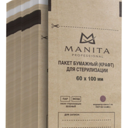 კრაფტის ჩანთა manita professional ქაღალდის ჩანთა (KRAFT) სტერილიზაციისთვის 60*100 (100 ცალი შეფუთვაში) მხატვ.101