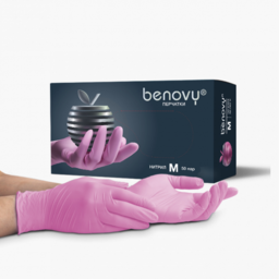 Nitrile gloves benovy pink m 50 pairs/pack. (4 gr.)