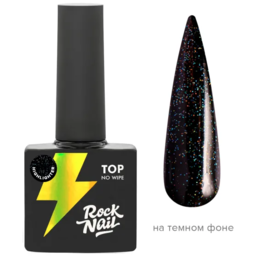 ტოპები ეფექტებით/მქრქალი - RockNail Top Highlighter Top No Wipe, 10 მლ