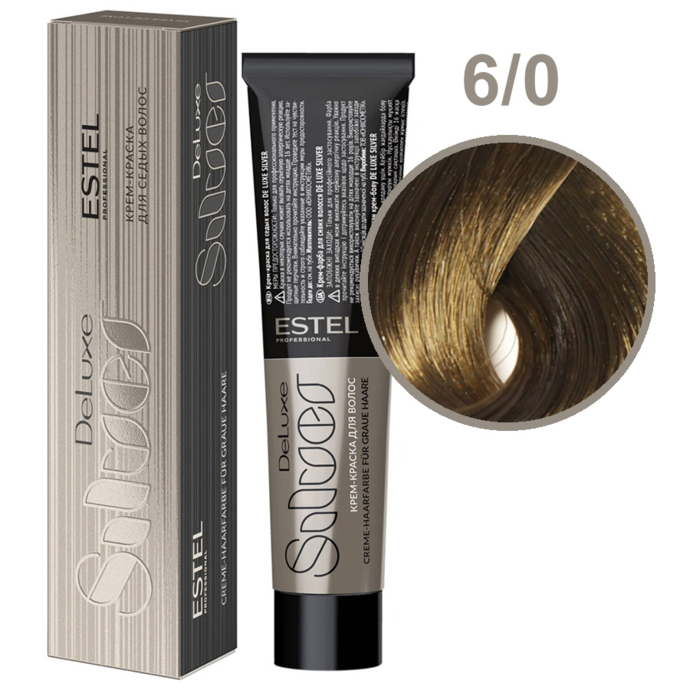 Estel DeLuxe Silver (series for gray hair) - Cream color 6/0 (60ml)