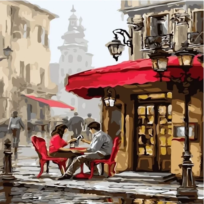 Paint by number &quot;Breakfast in a cafe&quot;