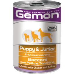 Gemon Puppy&Junior ლეკვების კონსერვი ქათმით და ინდაურით (ცალი) 415 გ