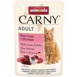 Animonda Carny Adult 85 გ საქონლის ხორცი, ინდაური + კრევეტები