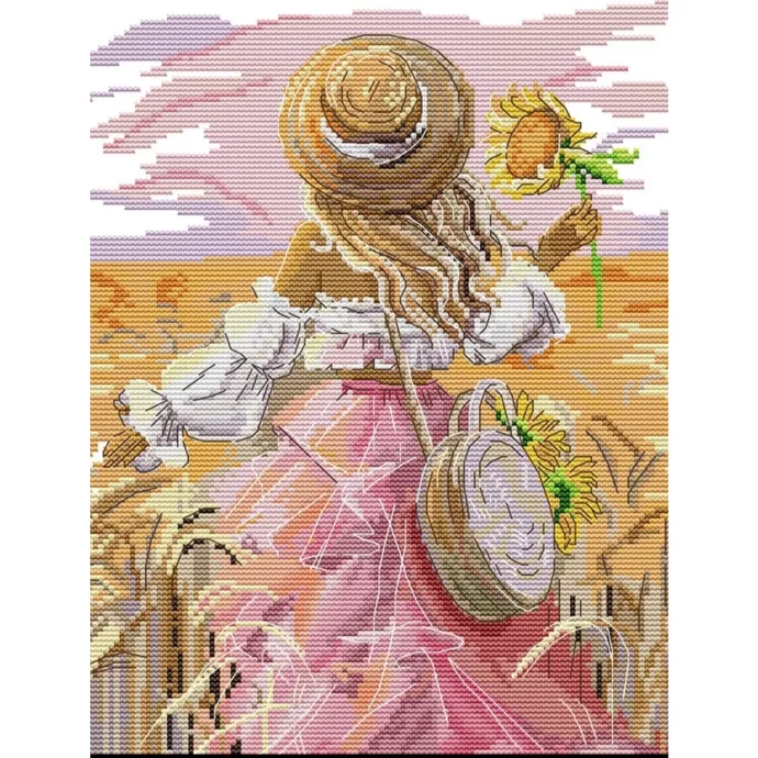 Cross stitch kit &quot;Girl with a sunflower&quot;