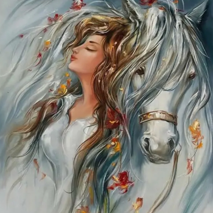 Алмазная мозаика &quot; Девушка с лошадью&quot;