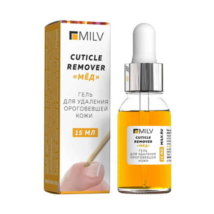 MILV Кератогель щелочный Cuticle Remover "Мед", 15 мл