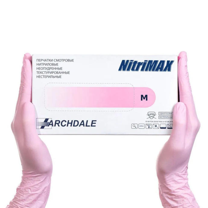 NiTRiMAX Nitrile gloves, 50 pairs pack - Size M (pink)