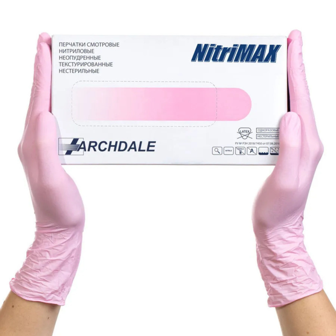 NiTRiMAX Перчатки нитрил, 50 пар упаковка - Размер XS (розовые)