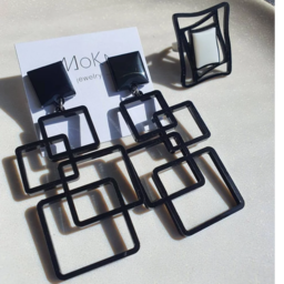 Earrings "Carved square"