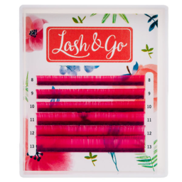 Colored eyelashes - Lash&Go mix 0.10/D/8-13 mm "Pink" (6 lines)
