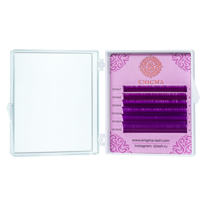 Colored eyelashes - Enigma mix 0.10/C/7-12 mm "Purple" (6 lines)