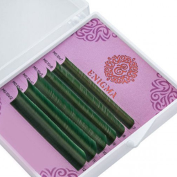 Colored eyelashes - Enigma mix 0.10/C/7-12 mm "Green" (6 lines)
